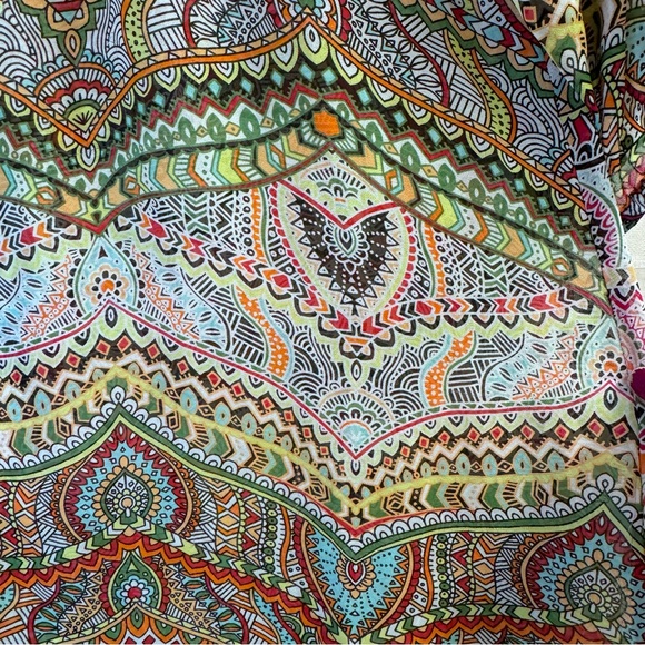 Jockey Women's Blouse S Multicolor Abstract Floral Print Garter Sleeve Loose Fit - Picture 8 of 13